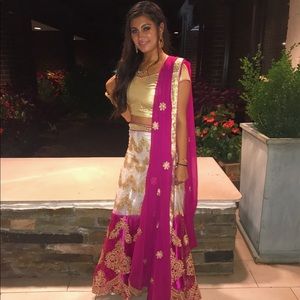 Lehenga (white&pink)